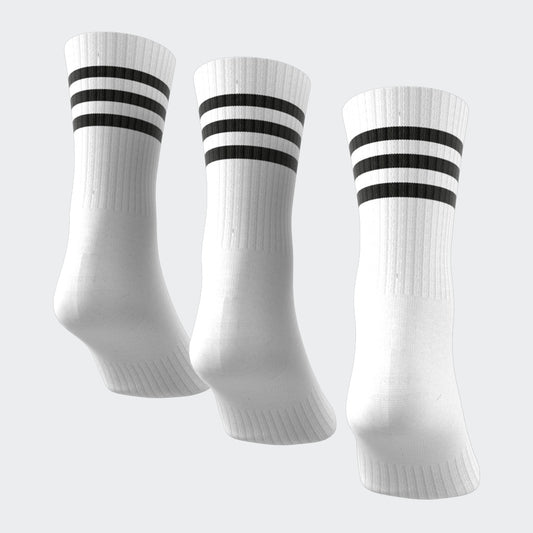 Adidas Socks 3 Pack 3 Stripes Cushioned Crew White Size Large