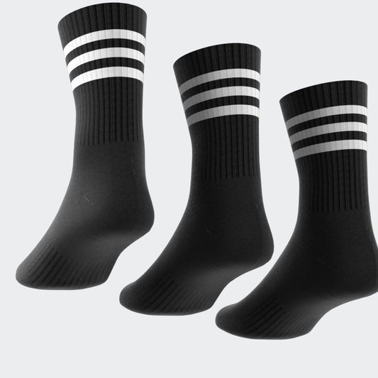 Adidas Socks 3 Pack 3 Stripes Cushioned Crew Black Size Large