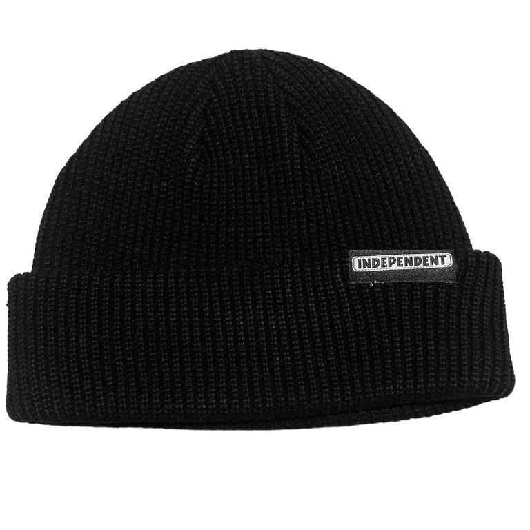 Independent Beanie Bar Label Black Knit Fold Over