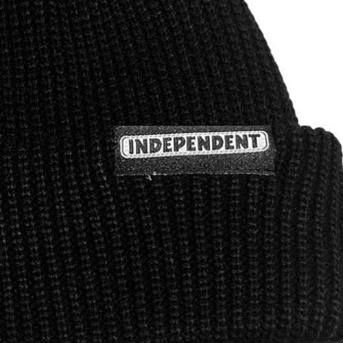 Independent Beanie Bar Label Black Knit Fold Over