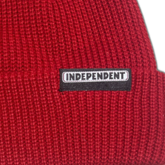 Independent Beanie Bar Label Red Knit Fold Over