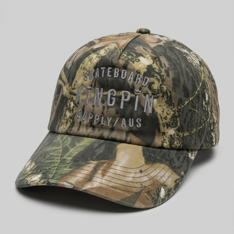 Kingpin Skate Supply Frame Snapback Cap Real Tree Camo