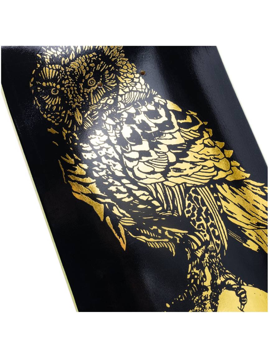 Welcome Skateboard Deck Bird Brain Black Gold Foil 8 25 Son Moontrimmer Shape
