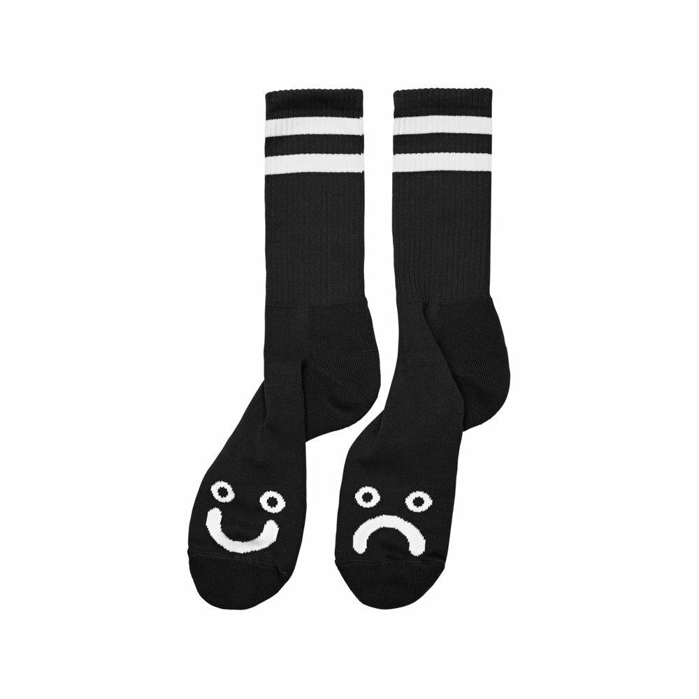 Polar Skate Co Socks Happy Sad Black Classic Crew Size Osfm Skateboard Sox