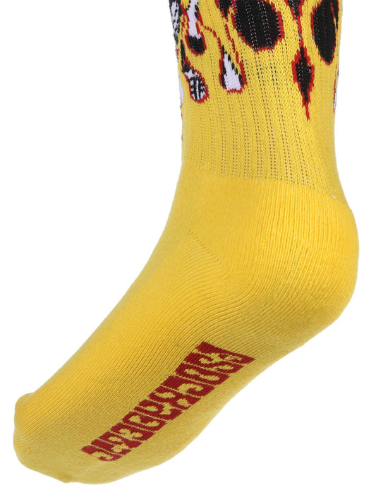 Psockadelic Socks Flaming Shrooms Black Crew Osfm Skateboard Sox
