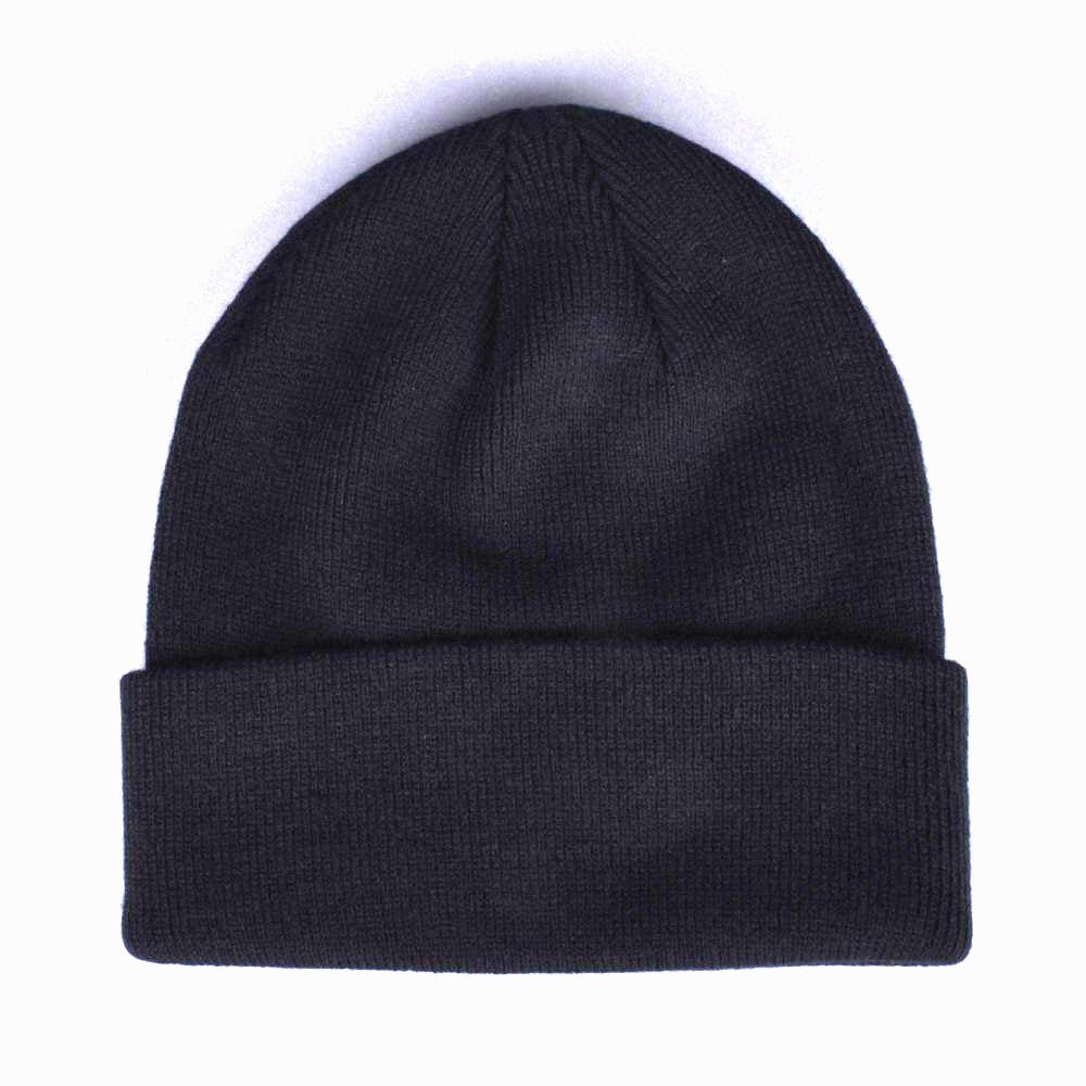 Real Beanie Oval Cuff Black Yellow Bi-Fold Skateboard Headwear