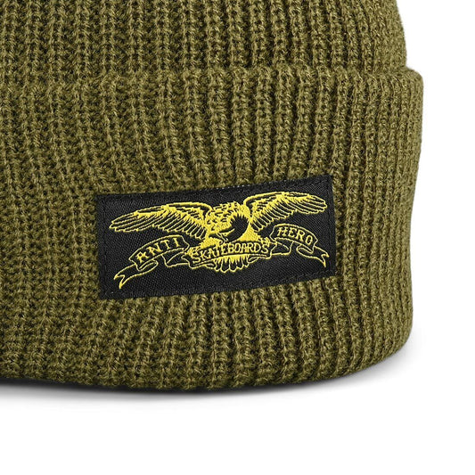 Anti Hero Beanie Stock Eagle Label Olive OSFA Skateboard Headwear