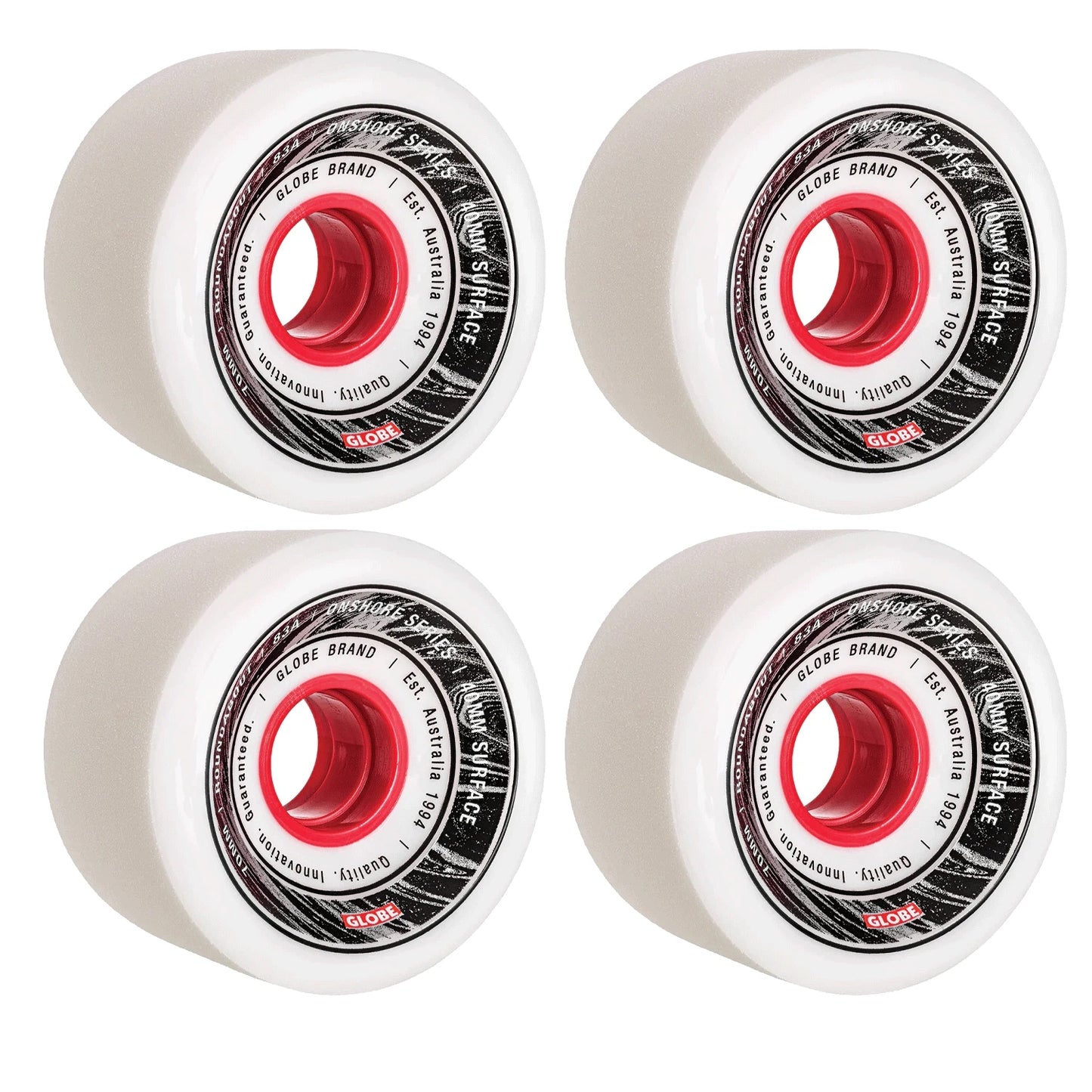 Globe Skateboard Wheels Roundabout Onshore 70mm White/Red 83a