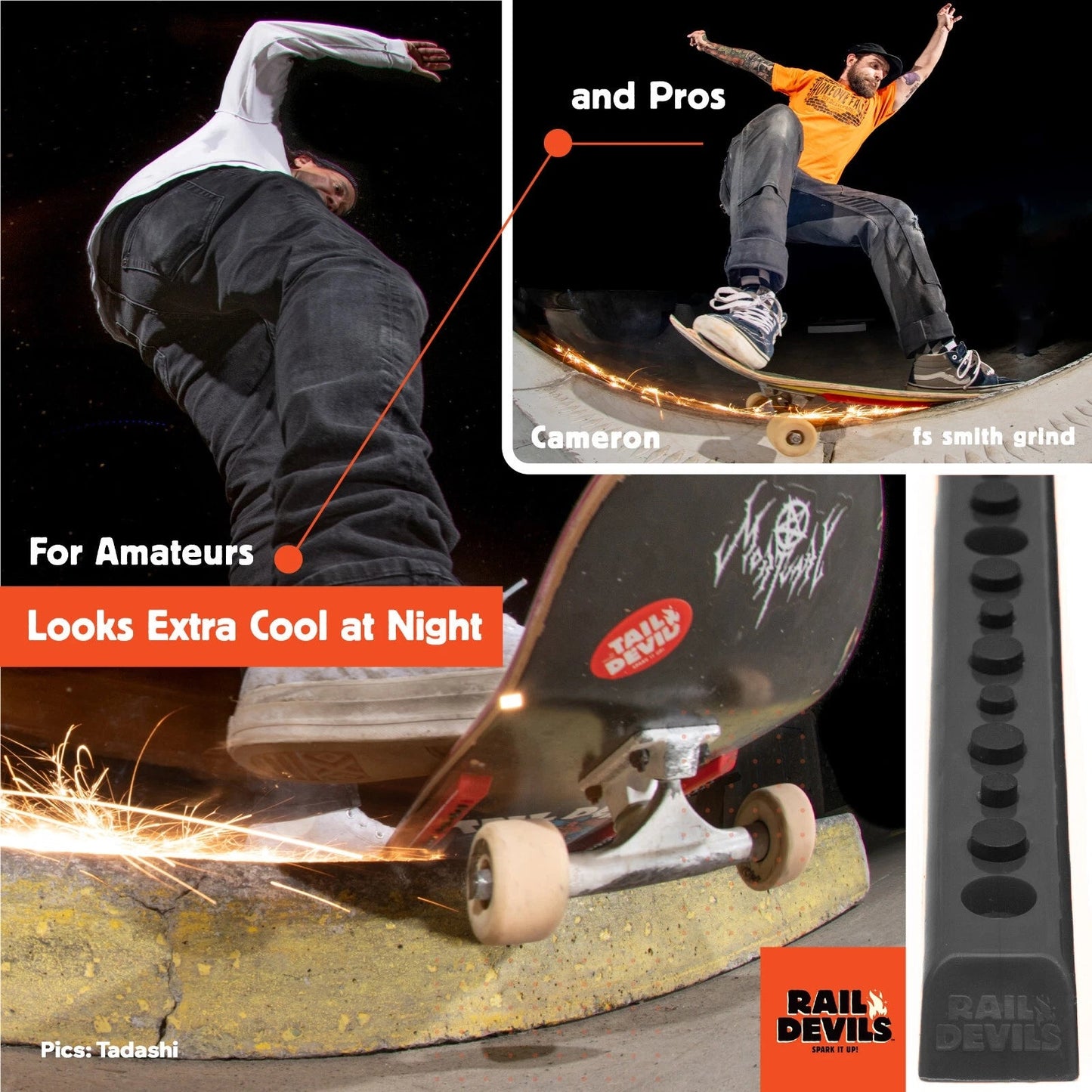 Rail Devil Black Sparking Skateboard Rails