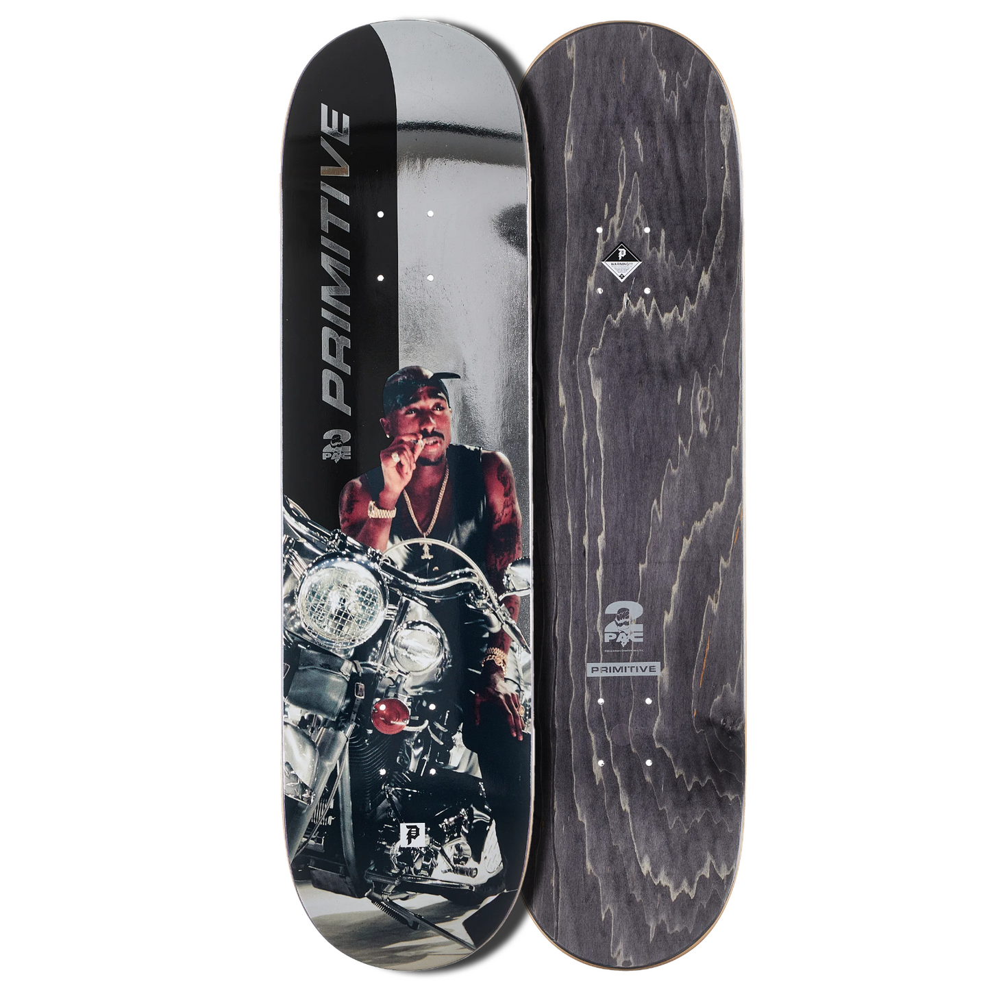 Primitive Skateboard Deck x Tupac Moto 8.25" SIlver Foil 2pac