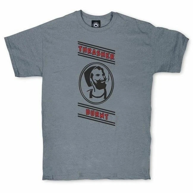 THRASHER BURNT T-SHIRT CHARCOAL GREY NEW TEE