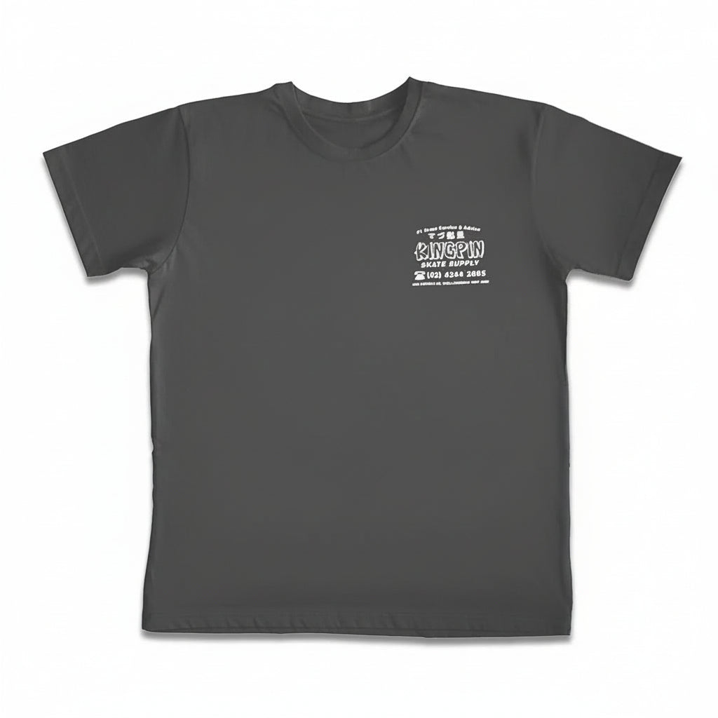 Kingpin Skate Supply Tee Fortune Charcoal Skateboard T Shirt