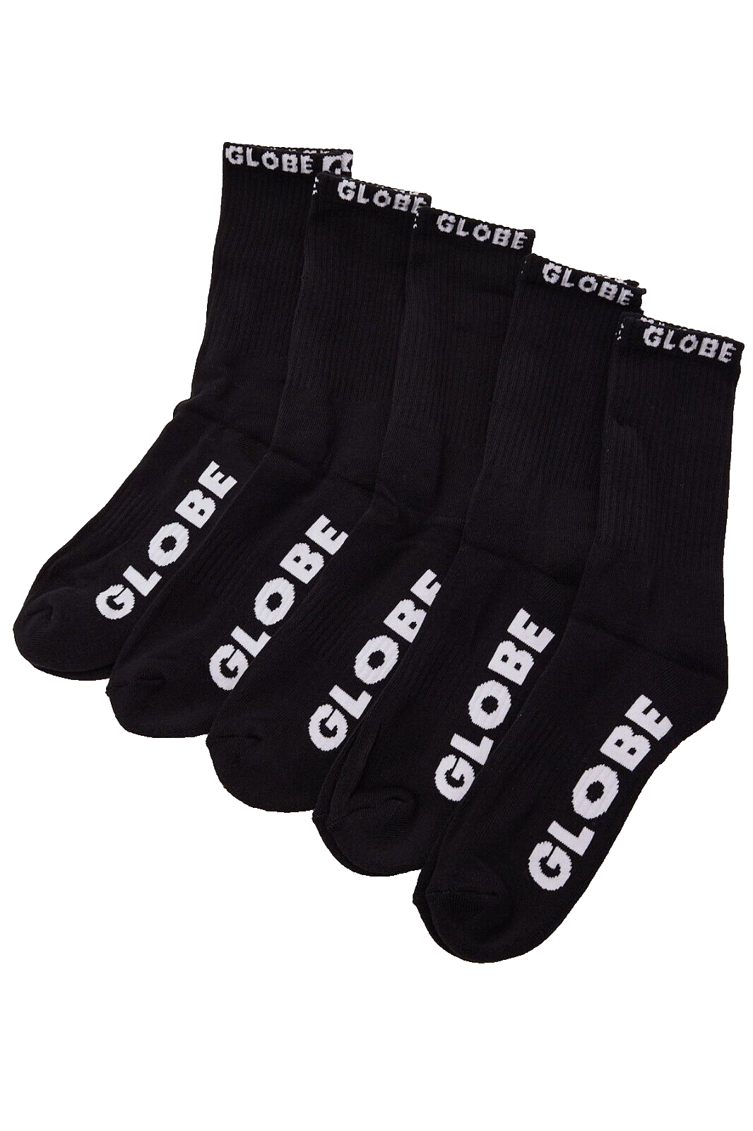 Globe Socks 5 Pack Blackout Crew Black Size 2-8 Skateboard Sox