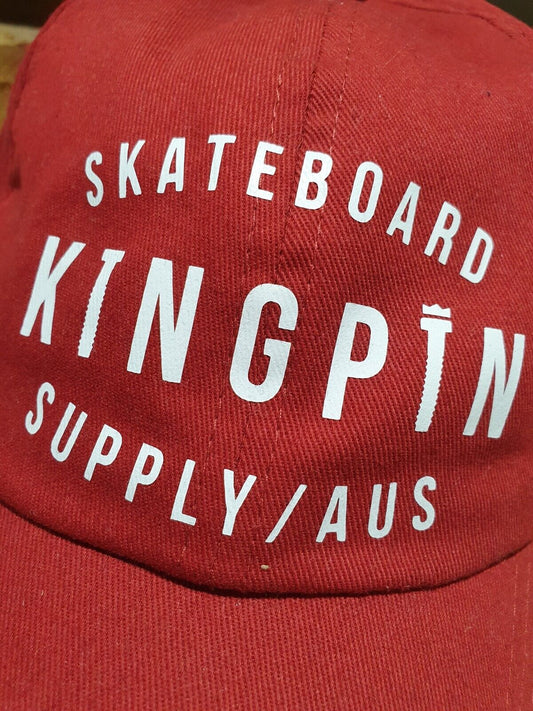 Kingpin Skate Supply Cap Retro Ruby Red Jockey Snapback Skateboard Dad Hat