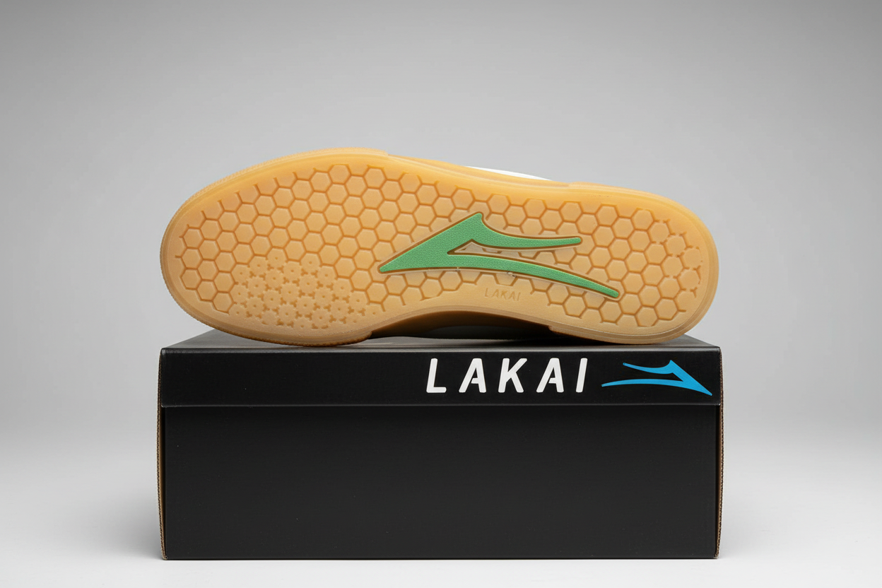 Lakai Cambridge Suede Skate Shoe - White / Grass