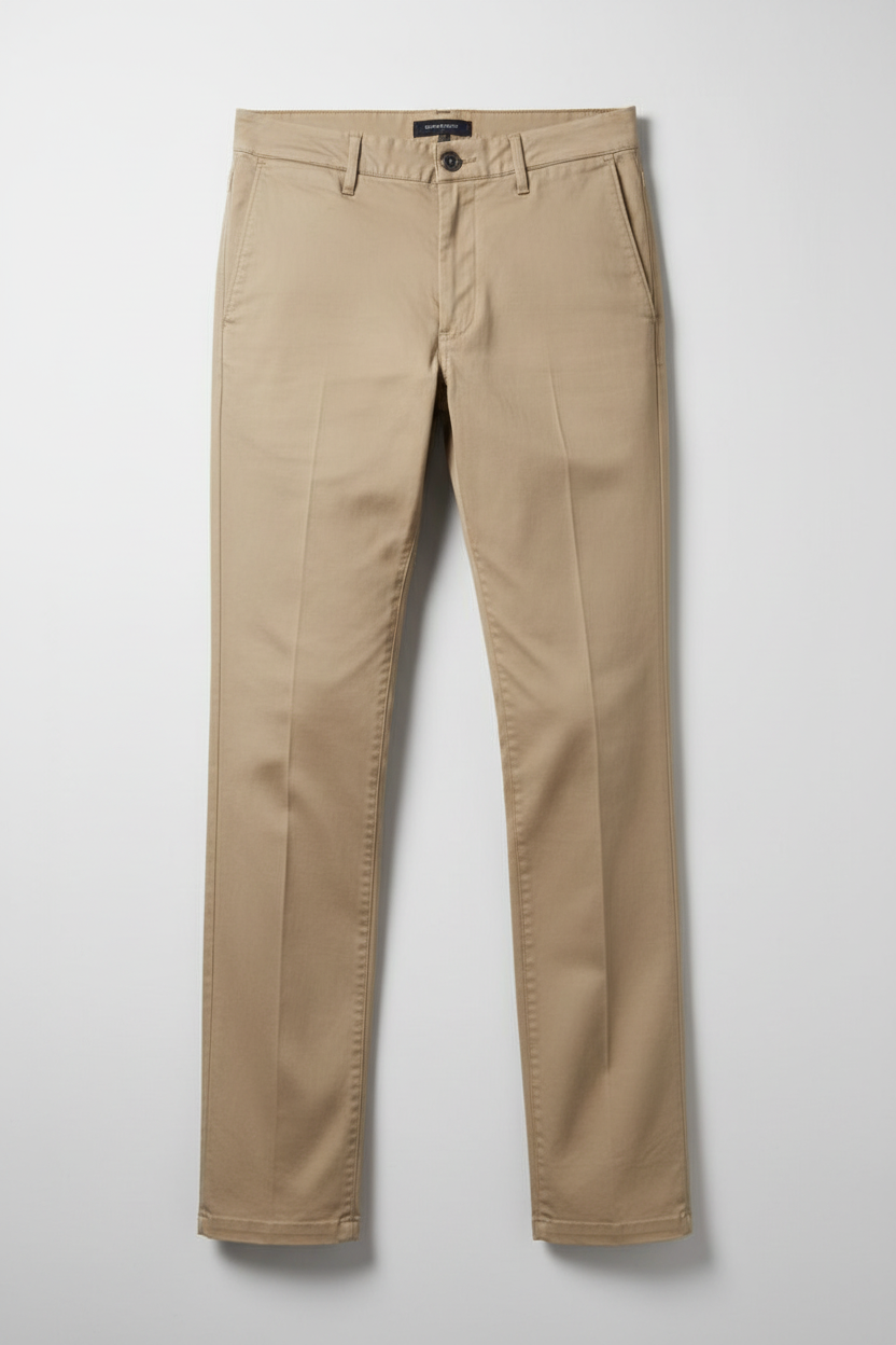 A pair of kingpin slim-fit chino pants in a light tan or khaki color, shown flat against a light gray background.