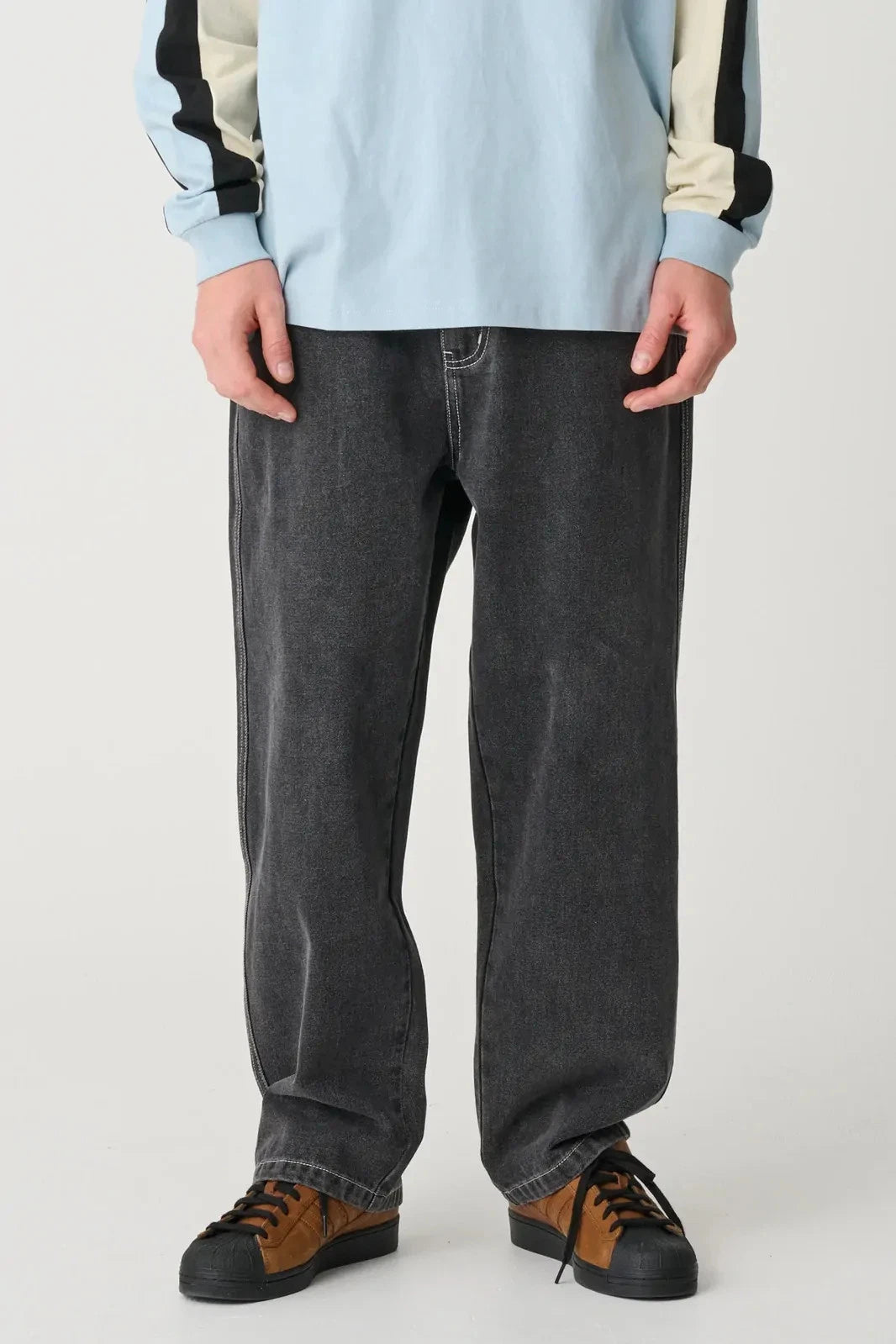 X-LARGE WHISTLE BULL DENIM PANT WASHED BLACK XLARGE X LARGE loose fit jeans