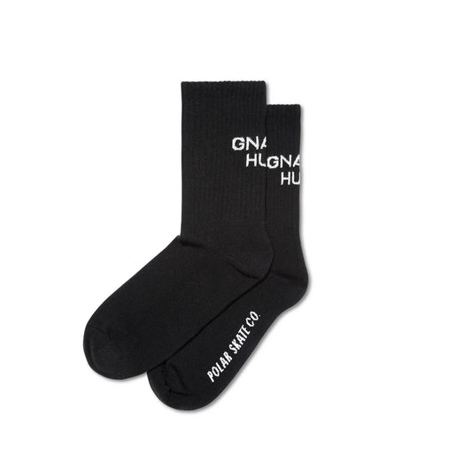 Polar Skate Co - Gnarly Huh Black Crew Socks US Mens 10 - 12 Euro 43 - 46 Pair
