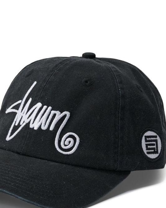 S-Double Cap Shawn Script Strapback Black 6 Panel