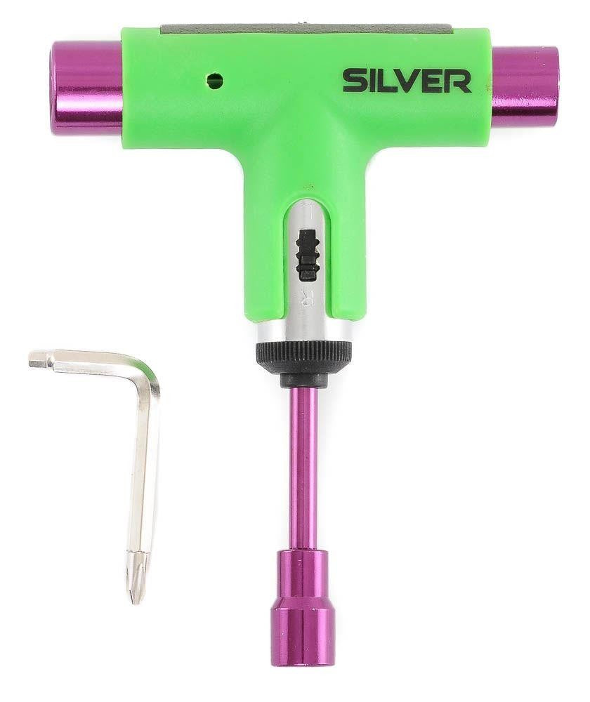 Silver Trucks Skate Tool Neon Green Purple Ratchet Complete Skateboard T Tool