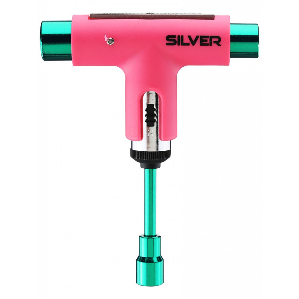 Silver Trucks Skate Tool Neon Pink Green Ratchet Complete Skateboard T Tool