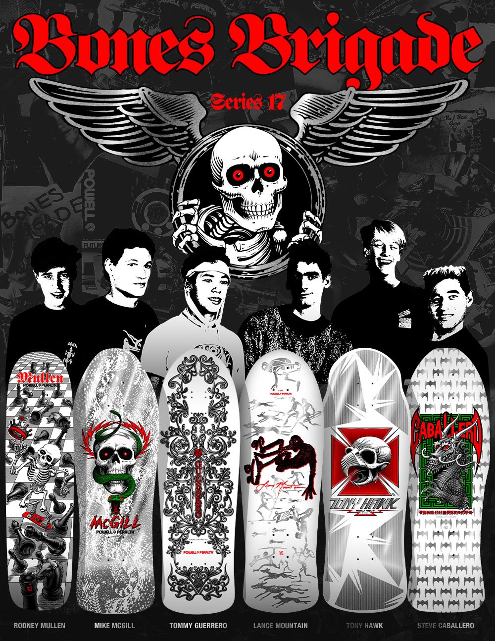 Full Set Powell Peralta Bones Brigade Series 17 Pearl Foil Reissue All 6 Decks
