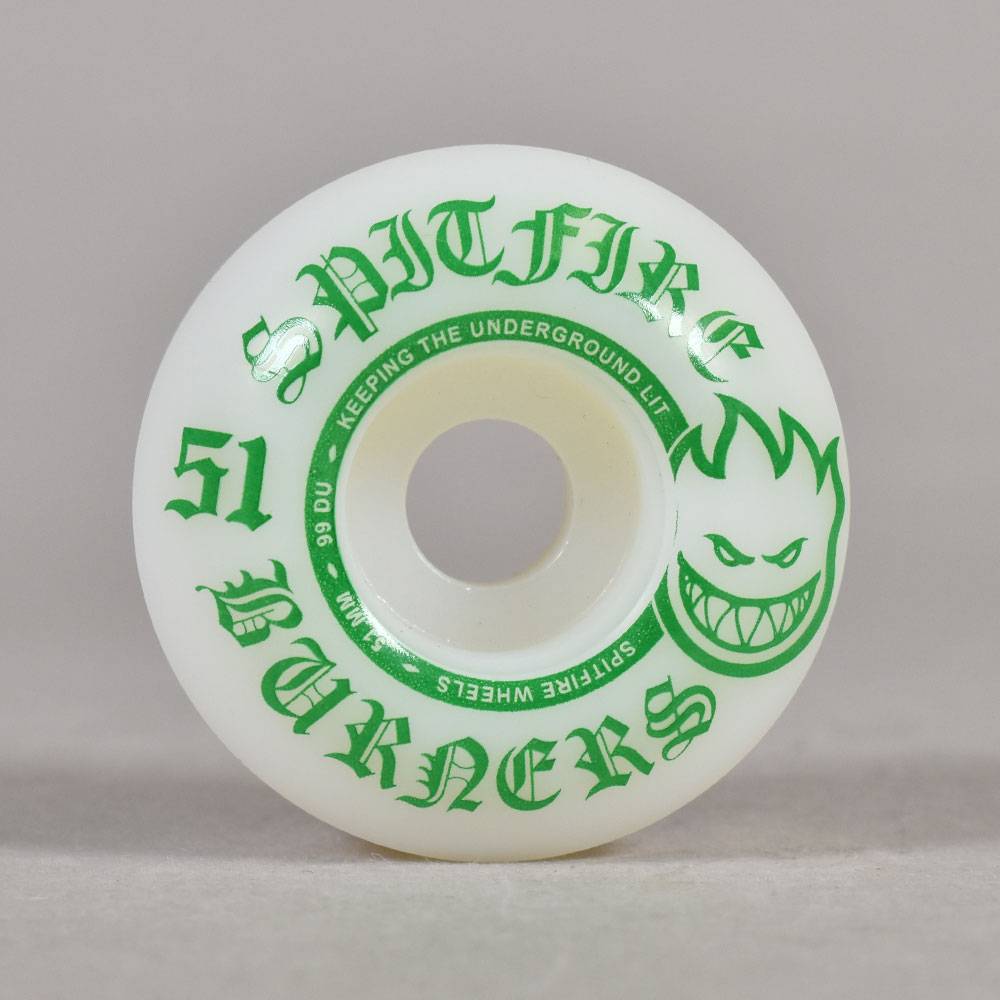 Spitfire Wheels Burners 51Mm 99D White Green Bighead
