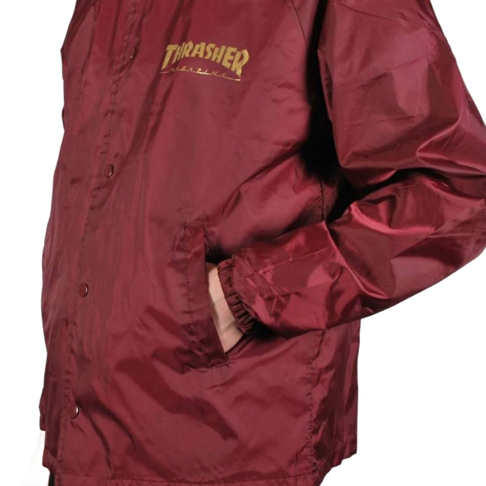 Thrasher Coach Jacket Pentagram Maroon Lined Windbreaker