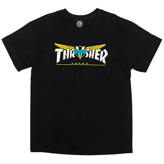 Thrasher Tee Venture Trucks Collab Black Premium Skateboard Magazine T Shirt
