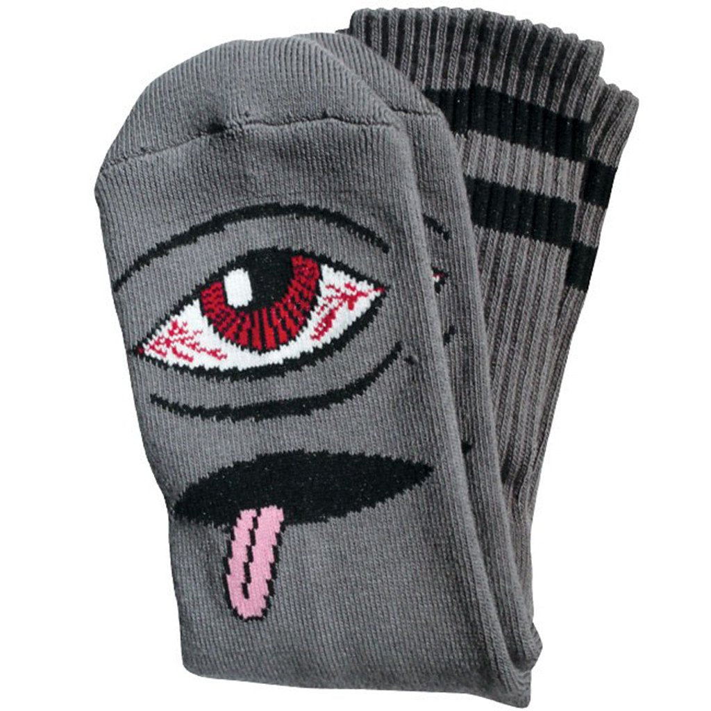 Toy Machine Socks Bloodshot Eye Charcoal Osfm New Skateboard Sox