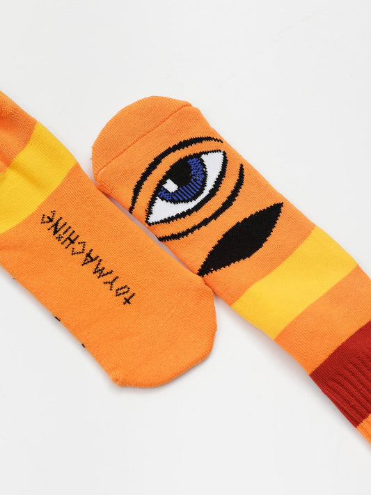 Toy Machine Socks Sect Eye Big Stripe Orange Osfm New Skateboard Sox