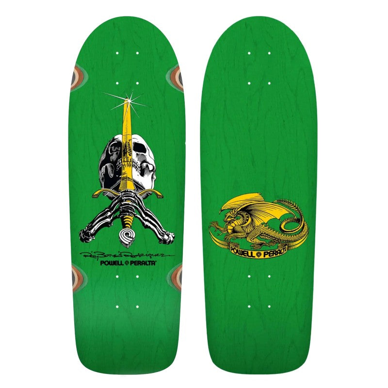 Powell Peralta Skateboard Deck Og Ray Rodriguez Skull Sword Green 10 Reissue