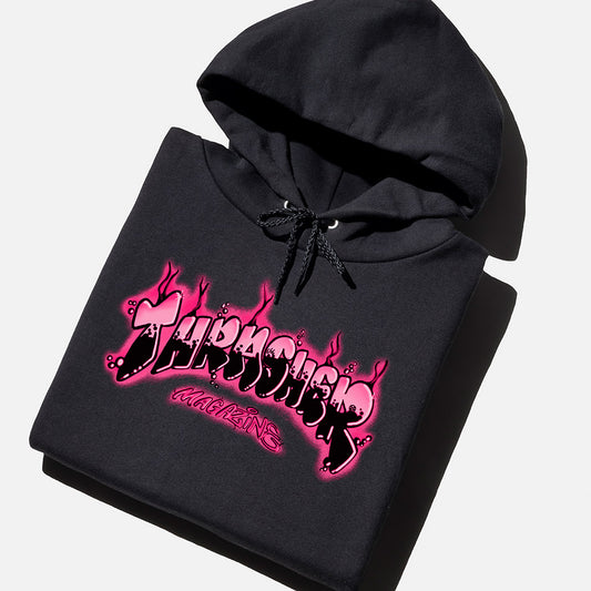 Thrasher Hood Airbrush Black Artwork By Wavytrillbaby Skateboard Jumper Sweater