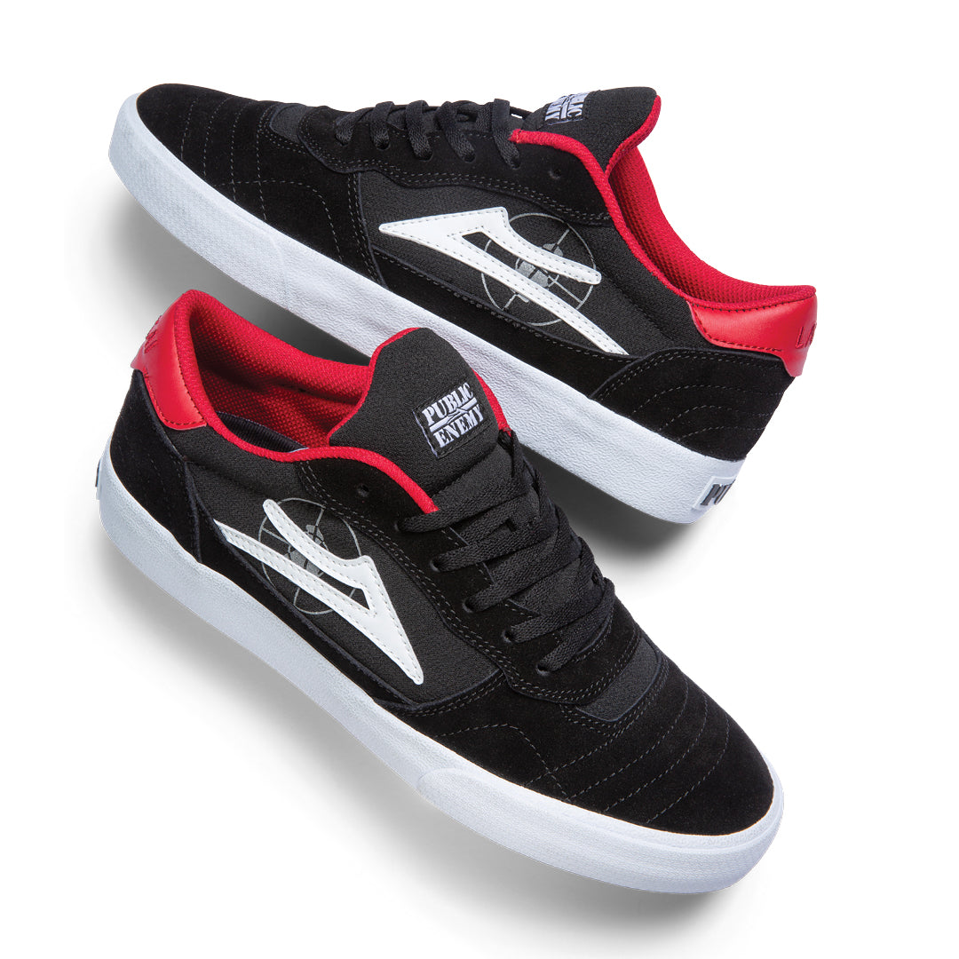 Public Enemy X Lakai Shoes Cambridge Black Red Suede Us Size Skateboard Sneakers