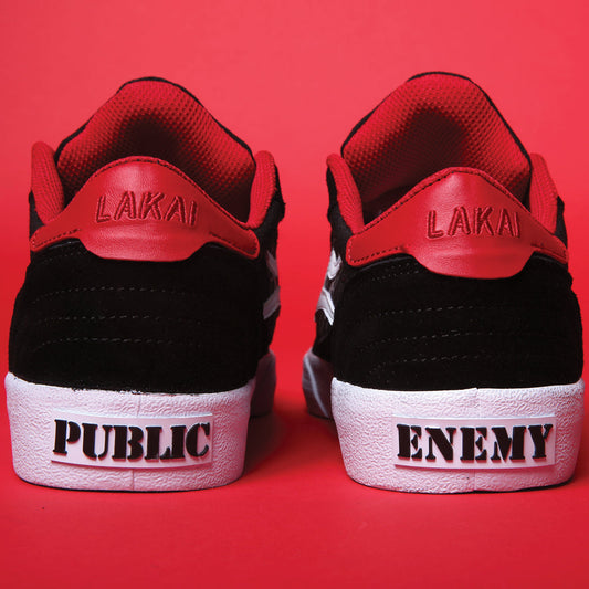 Public Enemy X Lakai Shoes Cambridge Black Red Suede Us Size Skateboard Sneakers