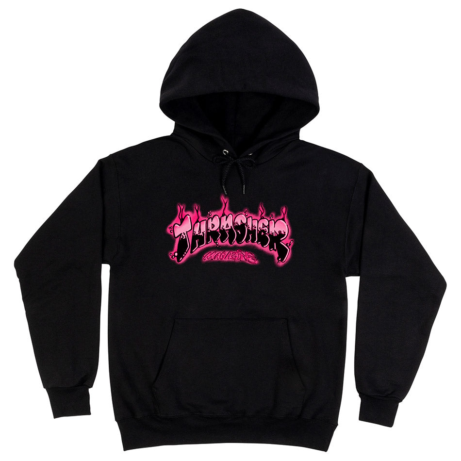 Thrasher Hood Airbrush Black Artwork By Wavytrillbaby Skateboard Jumper Sweater