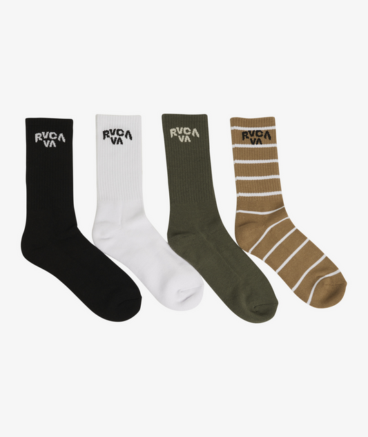 RVCA Socks 4 Pack Union Crew Seasonal Multi Size 7-11 Skateboard Sox