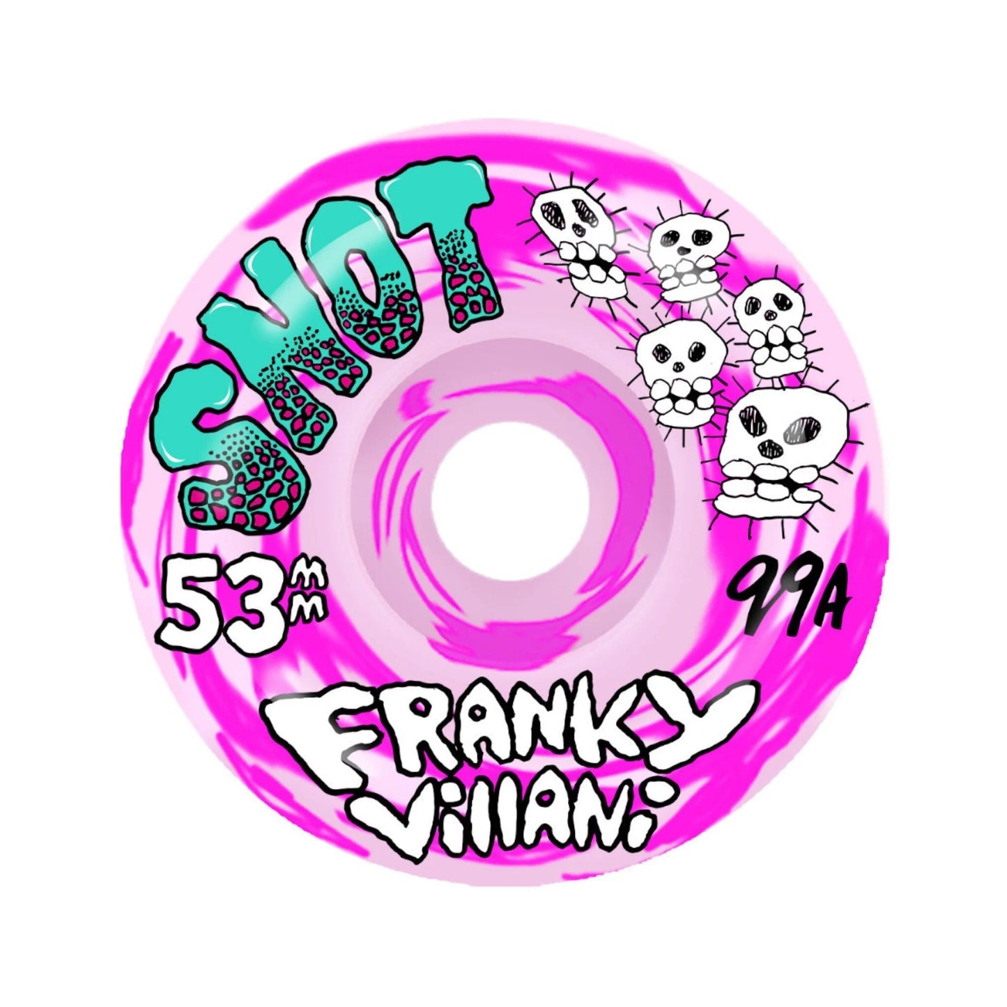 Snot Wheels Franky Villani Skulls Pink Swirl 53Mm 99A
