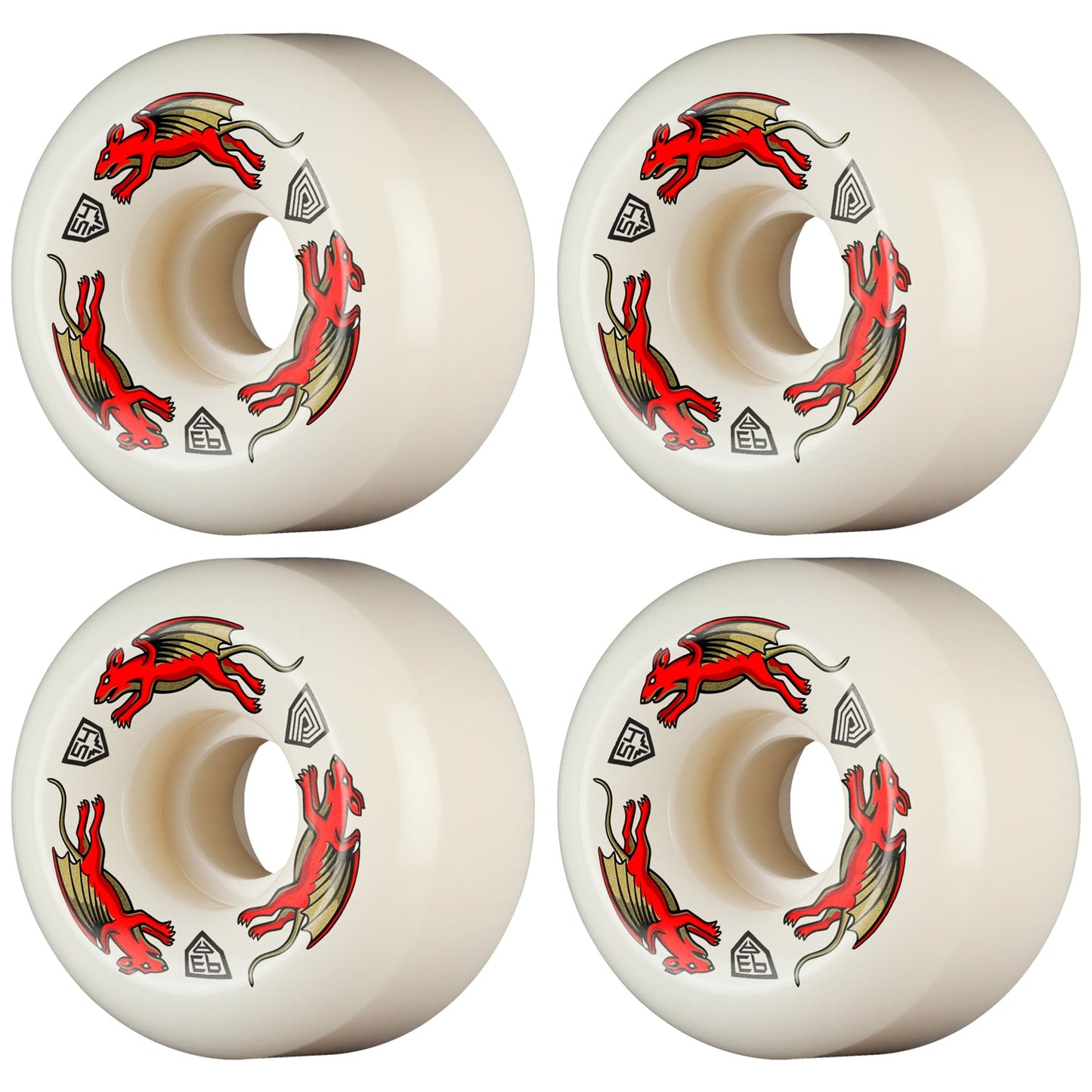 Powell Peralta Wheels Dragon Formula Red Nano Rats 54Mm X 34Mm 93A Av6