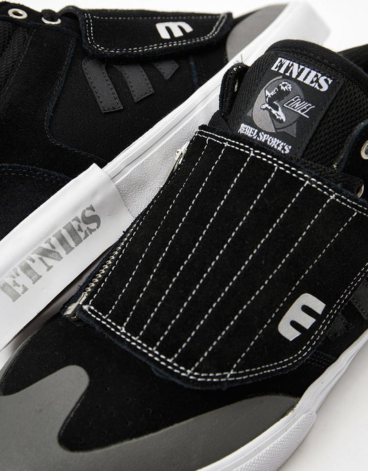 Etnies Shoes Windrow Vulc Mid Andy Anderson Black White Silver Sneakers