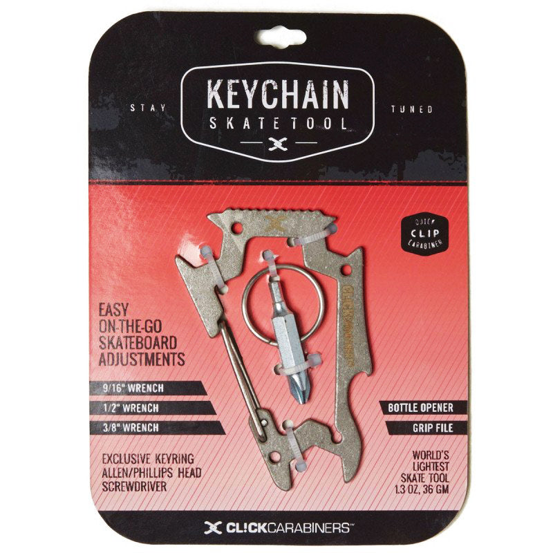 Sk8ology Skate Tool Silver Keychain Carabiner Worlds Lightest Skateboard T-Tool