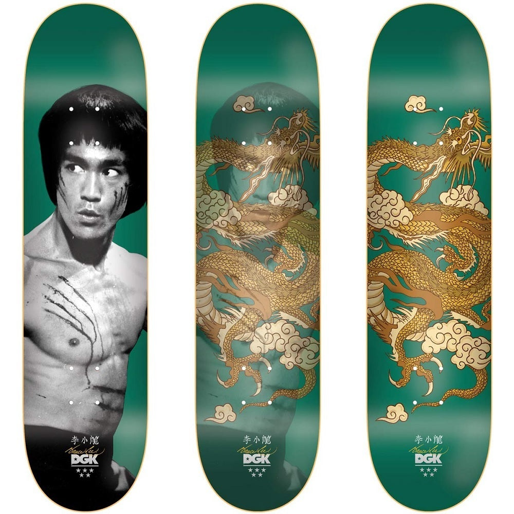 DGK Skateboard Deck Bruce Lee Emerald Golden Dragon Lenticular 8.25"