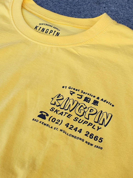 Kingpin Skate Supply Tee Fortune Yellow New Skateboard T-Shirt
