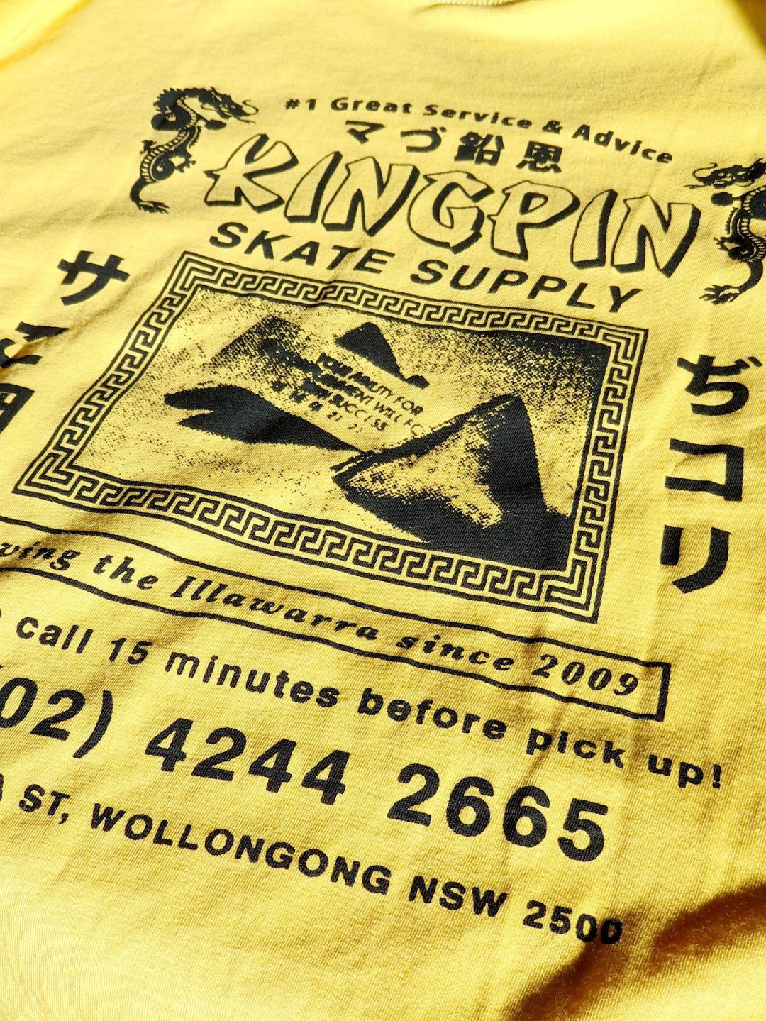 Kingpin Skate Supply Tee Fortune Yellow New Skateboard T-Shirt