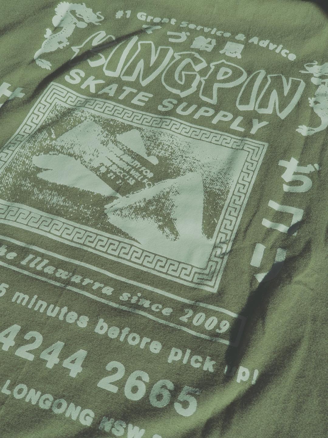 Kingpin Skate Supply Tee Fortune Army Green New Skateboard T-Shirt