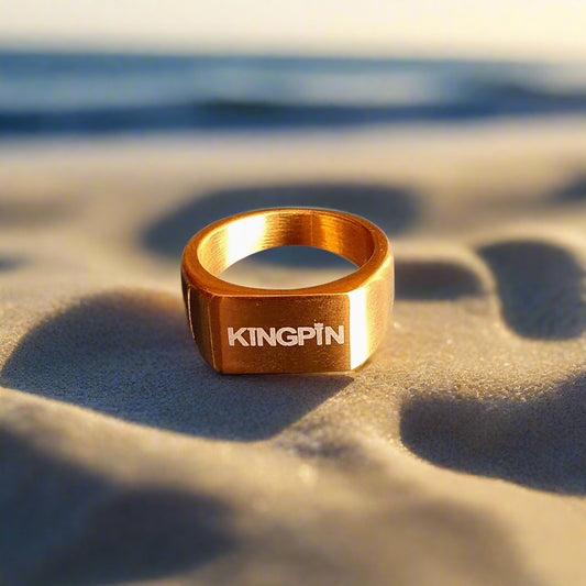 Kingpin Skate Supply Signet Ring Rectangle OG Gold Titanium