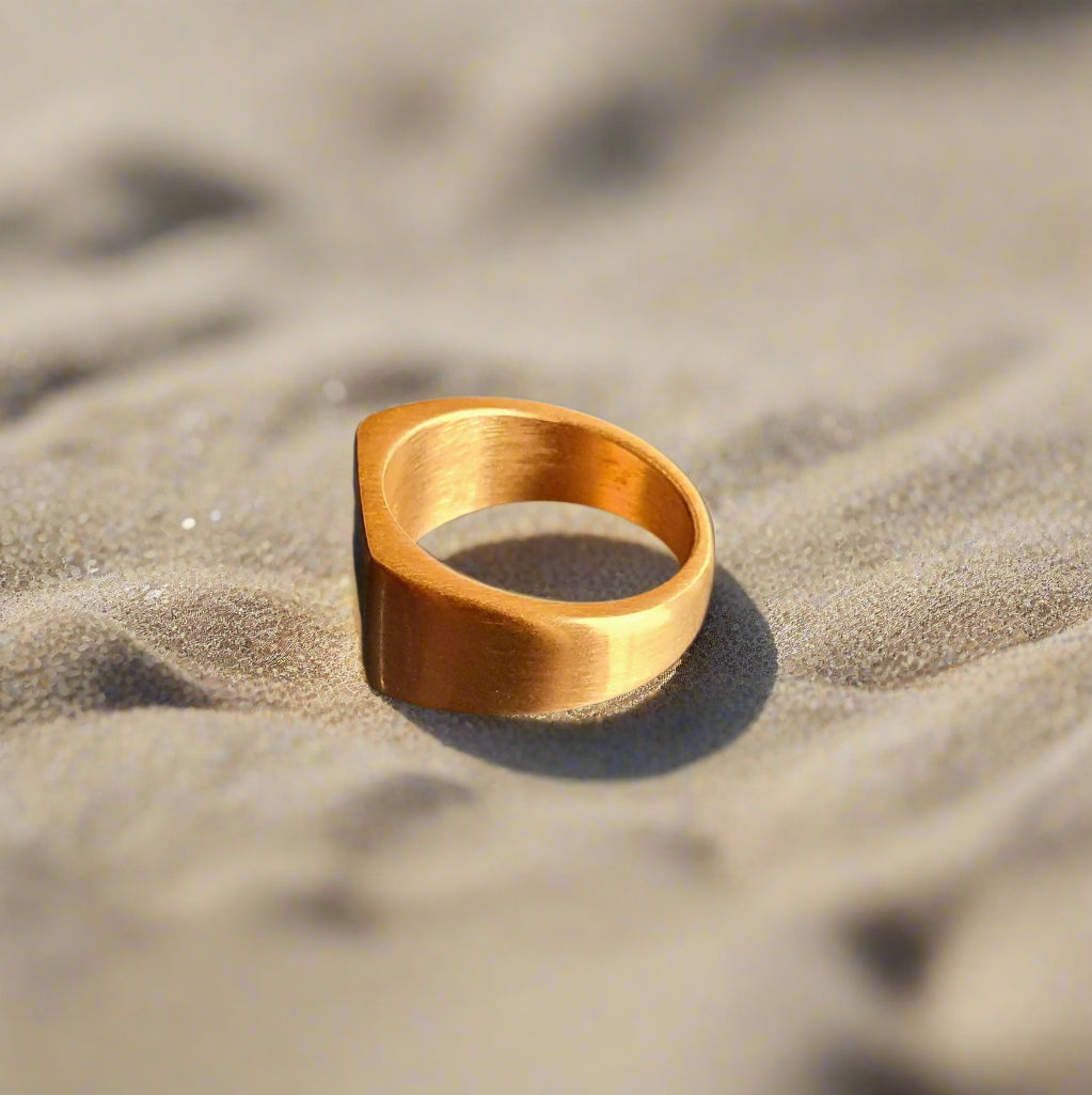 Kingpin Skate Supply Signet Ring Rectangle OG Gold Titanium