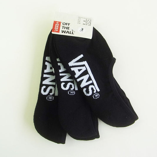 Vans Socks 3 Pack No Show Black Size 6-9 Invisible Skateboard Sox