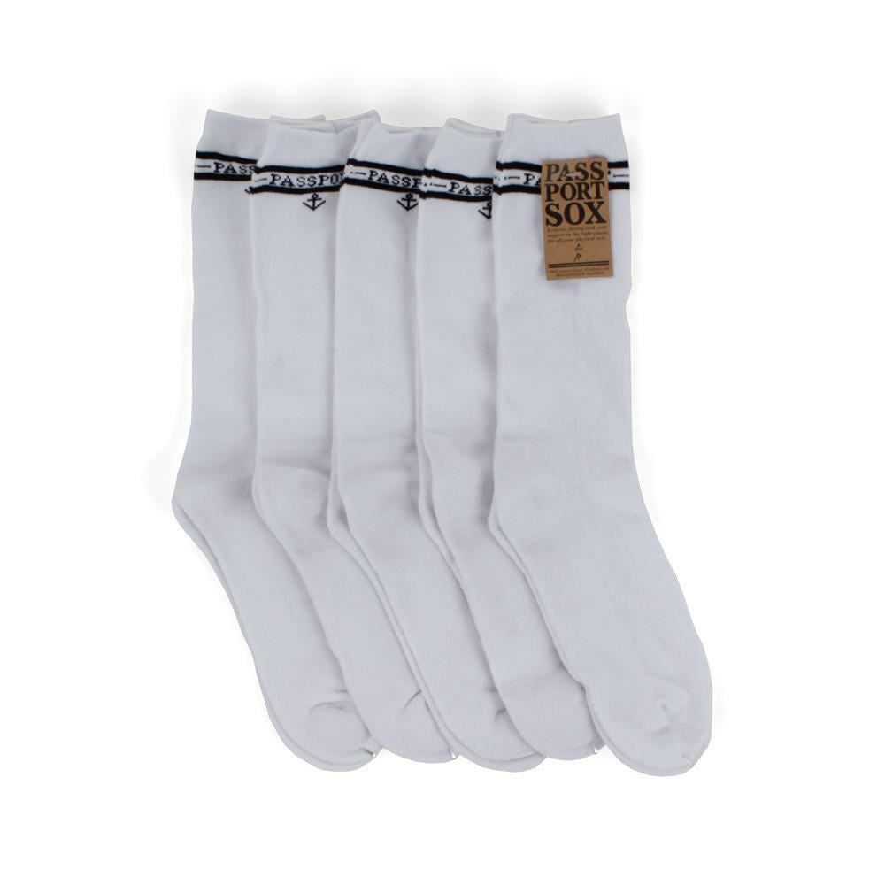 PASS~PORT Socks 3 Pack Hi WHITE Pass Port Pass-Port Passport Sox
