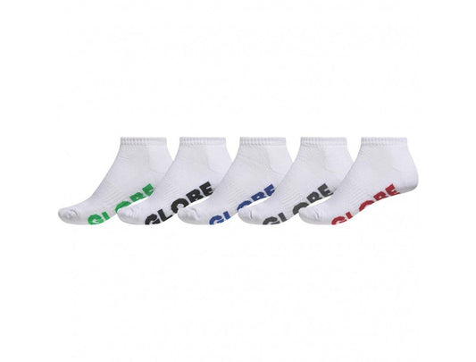 Globe Socks 5 Pack Stealth Ankle White Size 7-11 New Skateboard Sox